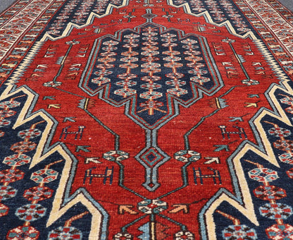 Antique Persian Malayer Rug with Medallion and Geometric Design in Multicolor. Keivan Woven Arts / rug X23 - 0111, country of origin / type: Iran / Malayer, circa 1900. Measures: 4'7 x 6'4 This Antique Malayer rug hailing from Persia features a la... - Keivan Woven ArtsX23 - 0111 - 22836Rug