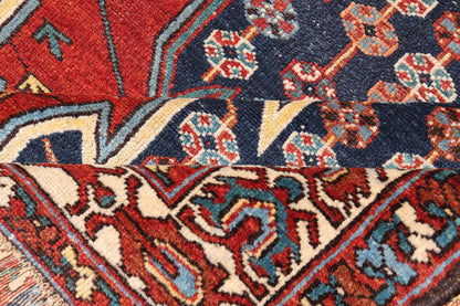 Antique Persian Malayer Rug with Medallion and Geometric Design in Multicolor. Keivan Woven Arts / rug X23 - 0111, country of origin / type: Iran / Malayer, circa 1900. Measures: 4'7 x 6'4 This Antique Malayer rug hailing from Persia features a la... - Keivan Woven ArtsX23 - 0111 - 22836Rug