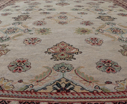 Ivory Background Antique Persian Sultanabad - Mahal Rug with Sub - Geometric Design. Antique Persian Sultanabad - Mahal Rug. Keivan Woven Arts / rug/ X23 - 0202, country of origin / type: Persian / Sultanabad, circa Early - 20th Century. Measures:... - Keivan Woven ArtsX23 - 0202 - 21687
