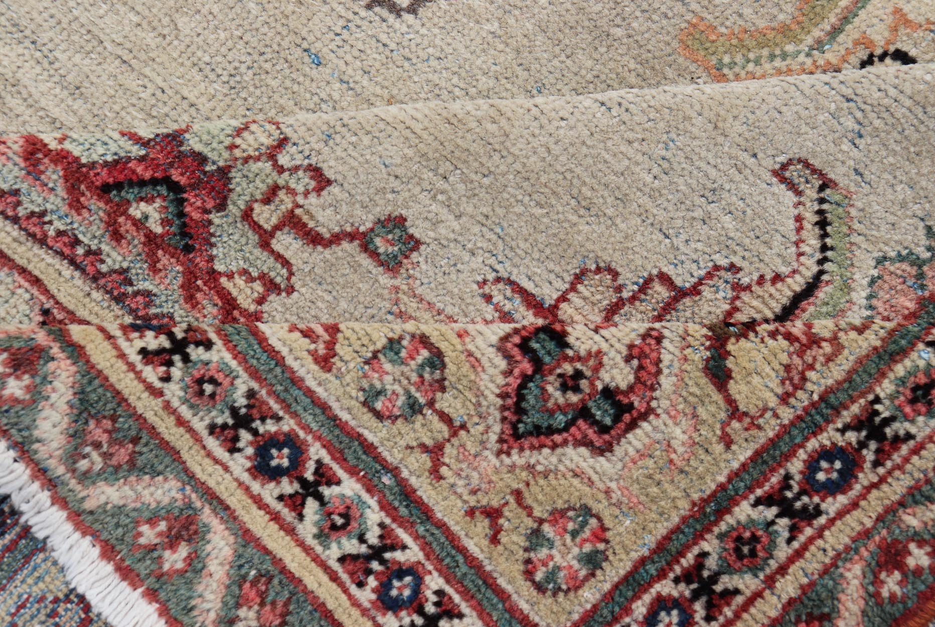 Ivory Background Antique Persian Sultanabad - Mahal Rug with Sub - Geometric Design. Antique Persian Sultanabad - Mahal Rug. Keivan Woven Arts / rug/ X23 - 0202, country of origin / type: Persian / Sultanabad, circa Early - 20th Century. Measures:... - Keivan Woven ArtsX23 - 0202 - 21687