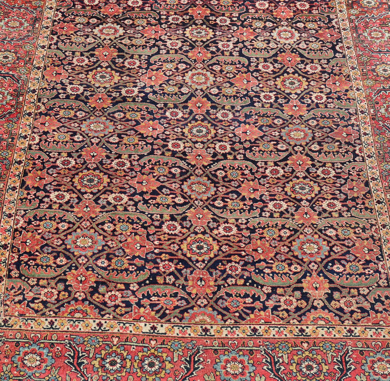 1850 Antique Persian Joshegan Large Gallery Rug in Blue Background, soft Red Border. Measures: 7'4 x 19'0 From the estate of Jack Welch, the American Executive, this circa 1850, mid 19th century, antique Joshegan long gallery rug displ... - Keivan Woven ArtsX23 - 0203 - 23462