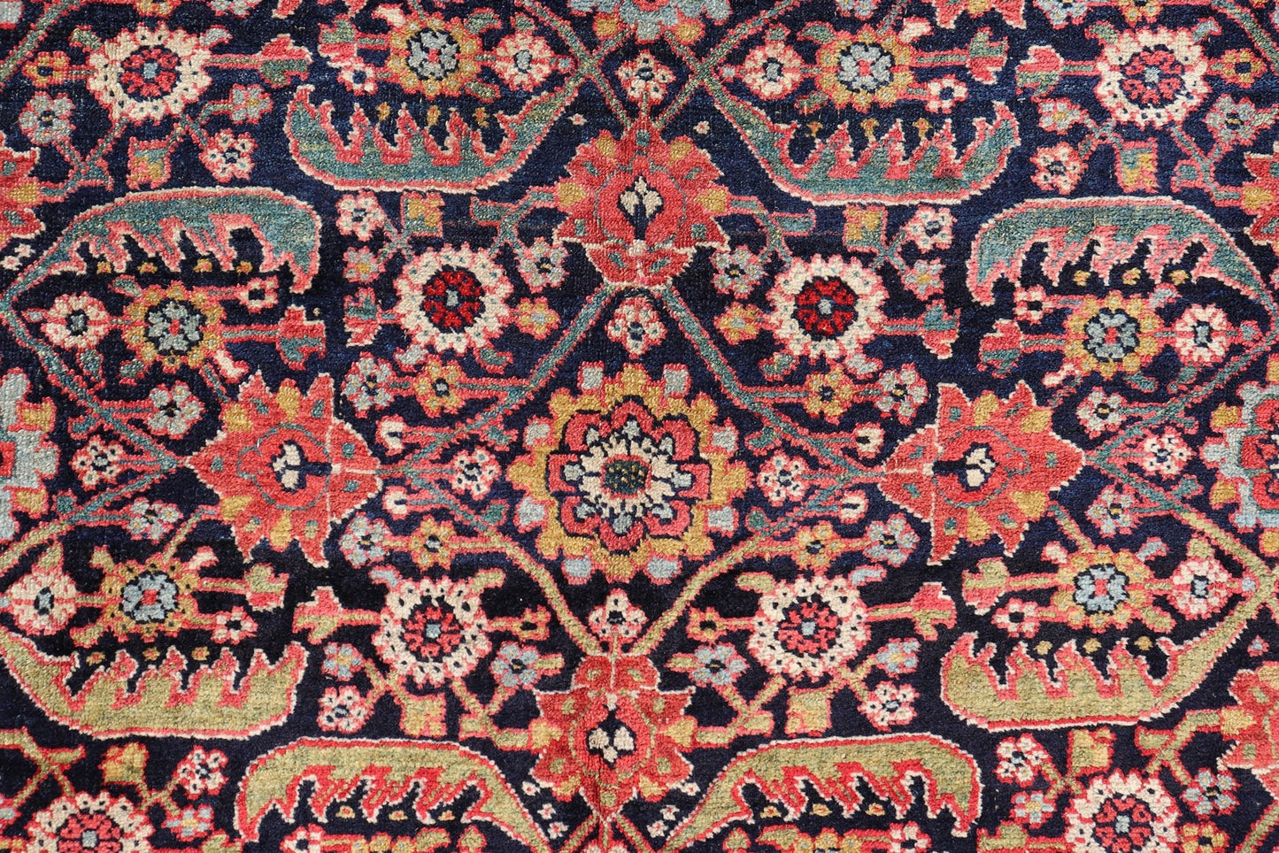 1850 Antique Persian Joshegan Large Gallery Rug in Blue Background, soft Red Border. Measures: 7'4 x 19'0 From the estate of Jack Welch, the American Executive, this circa 1850, mid 19th century, antique Joshegan long gallery rug displ... - Keivan Woven ArtsX23 - 0203 - 23462