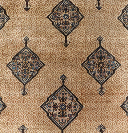 Antique Persian Serab Gallery with Tribal Geometric Design in Camel, Green, Blue. rug X23 - 0302 - 371; Keivan Woven Arts, country of origin / type: Persian / Sarab, circa 1900. Measures: 5'6 x 11'10 This beautiful antique Persian Serab runner rests... - Keivan Woven ArtsX23 - 0302 - 371 - 24217Rug