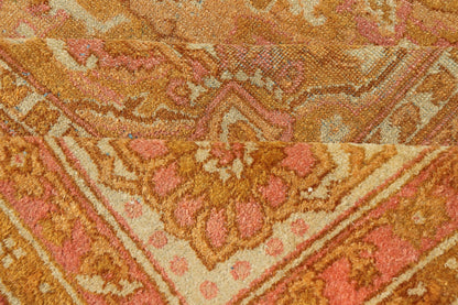 Antique Indian Amritsar Rug in Acidic Yellow, Pink and Ivory With Medallion. Keivan Woven Arts rug / X23 - 0303 - 362 / 1920 circa / Antique Amritsar, Antique Agra. Measures: 8'1 x 9'10 The pink, yellow, and ivory hues of this antique Indian Amritsa... - Keivan Woven ArtsX23 - 0303 - 362 - 23530