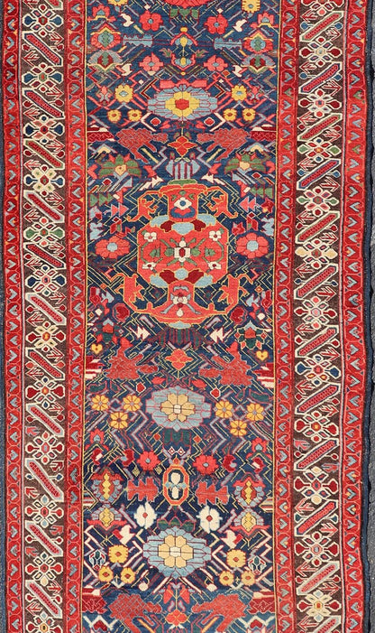 Antique Caucasian Kuba Runner with Intricate and Complex Design.Keivan Woven Arts, rug X23 - 0308 - 139, country of origin / type: Caucasus / Kuba, circa 1850 Measures: 3'7 x 11'3 Antique Caucasian Kuba Rug with Intricate and Complex Design.This beau... - Keivan Woven ArtsX23 - 0308 - 139 - 23553
