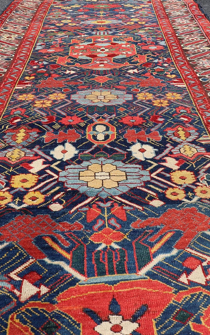 Antique Caucasian Kuba Runner with Intricate and Complex Design.Keivan Woven Arts, rug X23 - 0308 - 139, country of origin / type: Caucasus / Kuba, circa 1850 Measures: 3'7 x 11'3 Antique Caucasian Kuba Rug with Intricate and Complex Design.This beau... - Keivan Woven ArtsX23 - 0308 - 139 - 23553