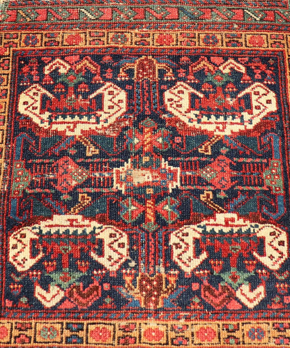 Geometric Design Antique Persian Afshar Rug With Medallion Design. Keivan Woven Arts / rug X23 - 0310, country of origin / type: Iran / Afshar, circa 1900s. Measures: 1'9 x 1'10 Bold geometry, rich symbolism, and vivid coloration enhance the marv... - Keivan Woven ArtsX23 - 0310 - 24289Rug
