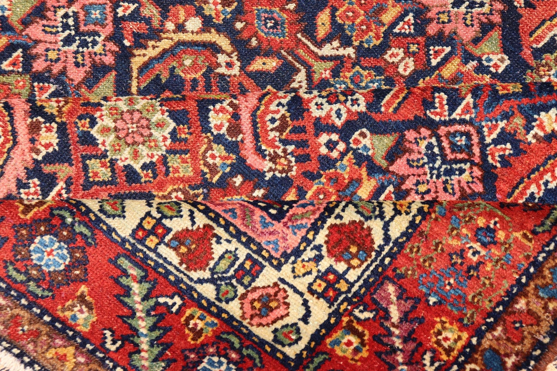 Antique Persian Gallery Malayer Runner in Blue Background and Multi Colors. Keivan Woven Arts / rug X23 - 0403, country of origin / type: Iran / Malayer, circa 1920 Measures: 5'10 x 16'2 - Keivan Woven ArtsX23 - 0403 - 196 - 24271Rug