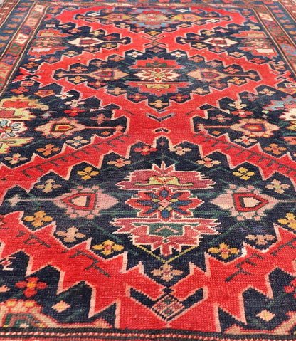 Antique Caucasian Kazak Rug with Sub - Geometric Medallions Design in Red and Blue. Keivan Woven Arts / rug X23 - 0405 - 259, country of origin / type: Caucasus / Kazak, circa Late - 19th Century. Antique Caucasian Kazak Rug with Sub - Geometric Medallions Desig... - Keivan Woven ArtsX23 - 0405 - 259 - 24283