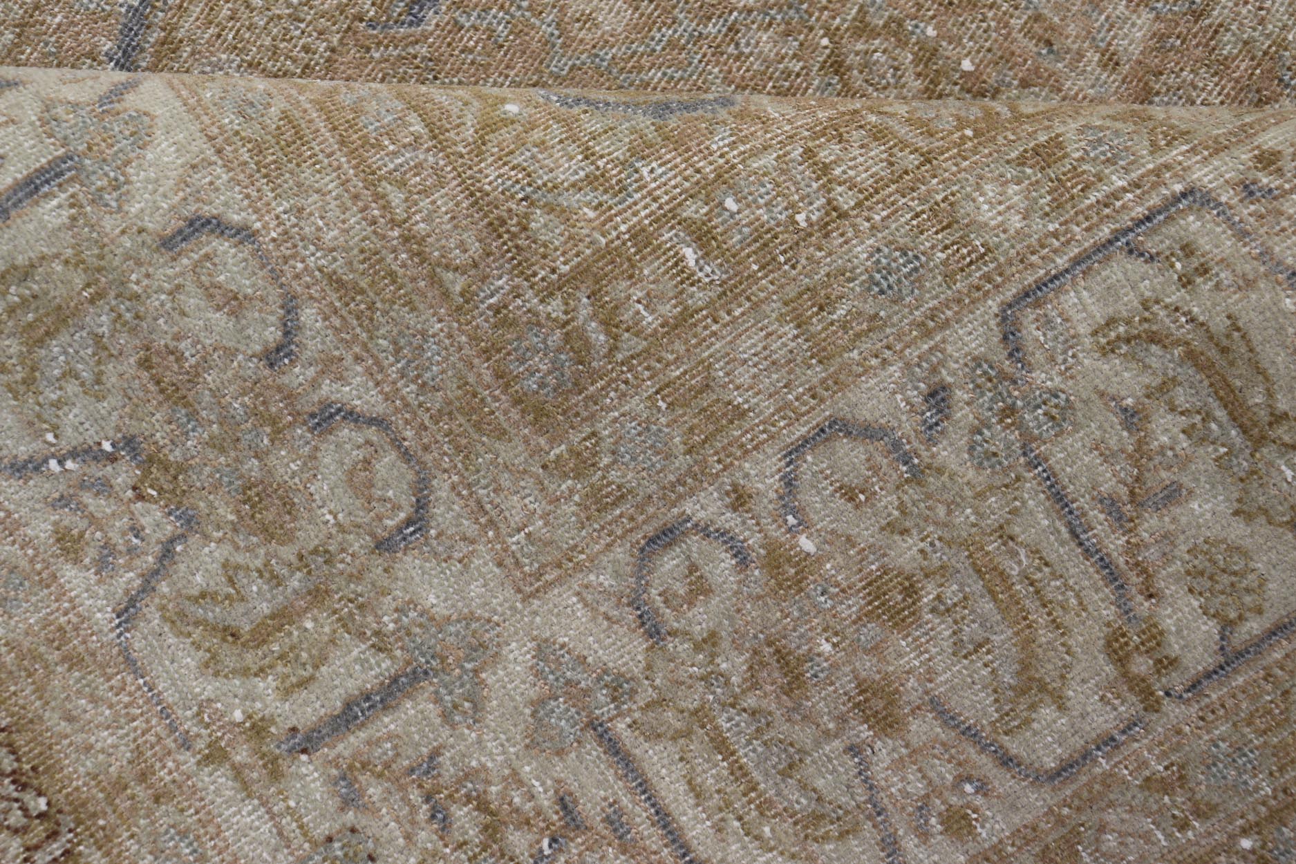 Antique Persian Tabriz Rug in Wool with Floral Design in Blue, Tan, Taupe, Cream. Keivan Woven Arts / rug X23 - 0604, country of origin / type: Iran / Tabriz, circa 1930s. Measures: 4'10 x 7'0 This Tabriz rug features a intricate and detailed bord... - Keivan Woven ArtsX23 - 0604 - 24492Rug