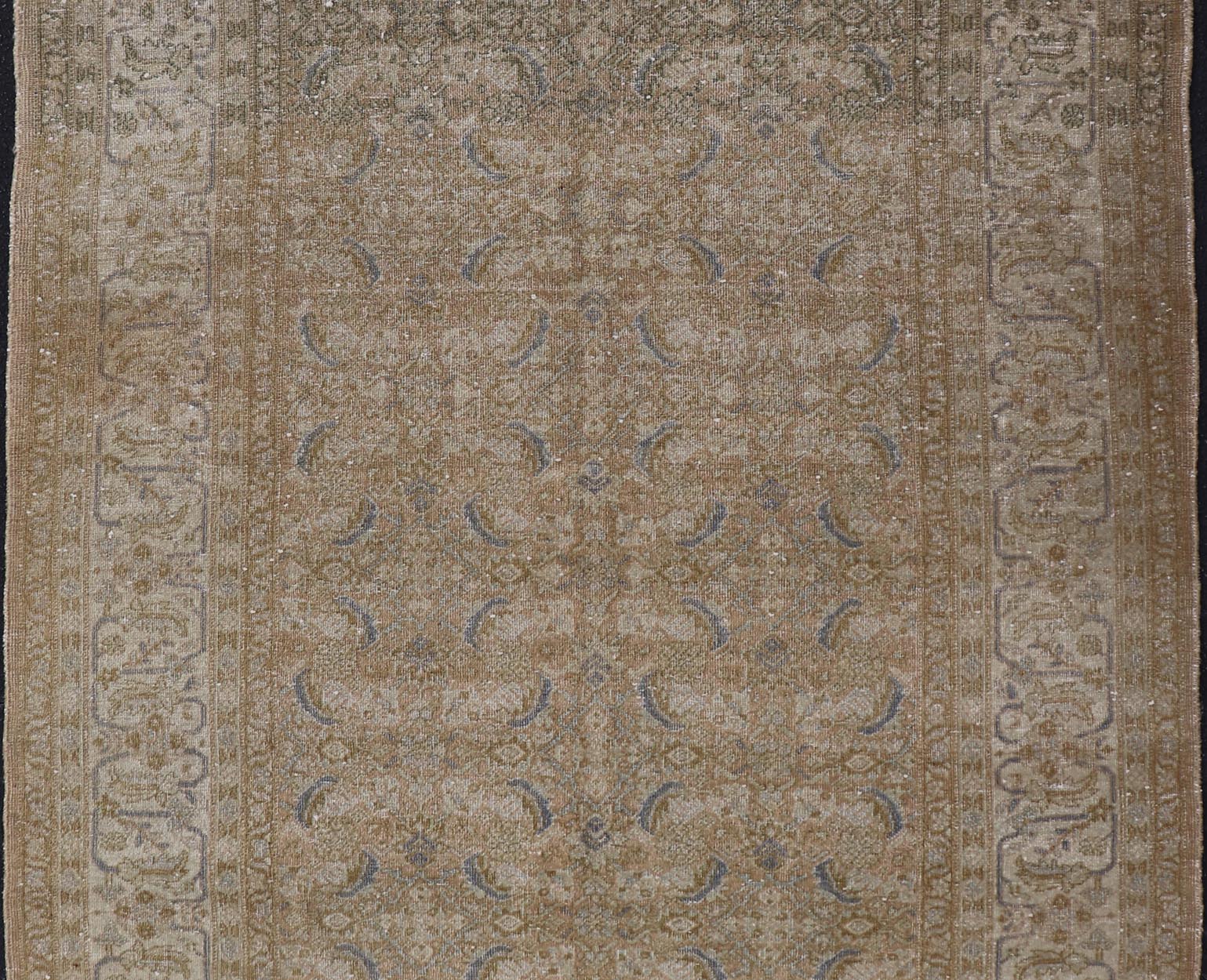 Antique Persian Tabriz Rug in Wool with Floral Design in Blue, Tan, Taupe, Cream. Keivan Woven Arts / rug X23 - 0604, country of origin / type: Iran / Tabriz, circa 1930s. Measures: 4'10 x 7'0 This Tabriz rug features a intricate and detailed bord... - Keivan Woven ArtsX23 - 0604 - 24492Rug
