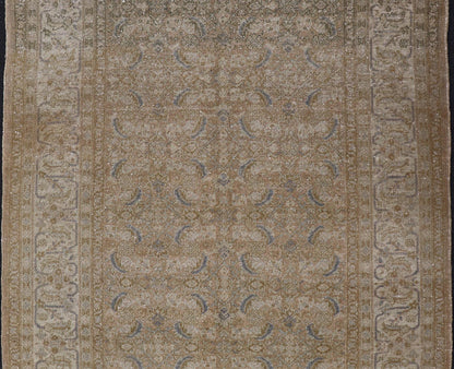 Antique Persian Tabriz Rug in Wool with Floral Design in Blue, Tan, Taupe, Cream. Keivan Woven Arts / rug X23 - 0604, country of origin / type: Iran / Tabriz, circa 1930s. Measures: 4'10 x 7'0 This Tabriz rug features a intricate and detailed bord... - Keivan Woven ArtsX23 - 0604 - 24492Rug