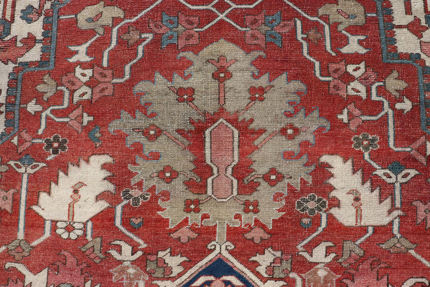 Large Antique Persian Serapi With Geometric Medallion Design With Red and Tan. Keivan Woven Arts / Rug / X23 - 0705 / country of origin / type: Iran /Serapi, circa 1890's. Measures: 11'8 x 18'8 Made in the late 19th century, this charming Serapi ... - Keivan Woven ArtsX23 - 0705 - 2714Rug