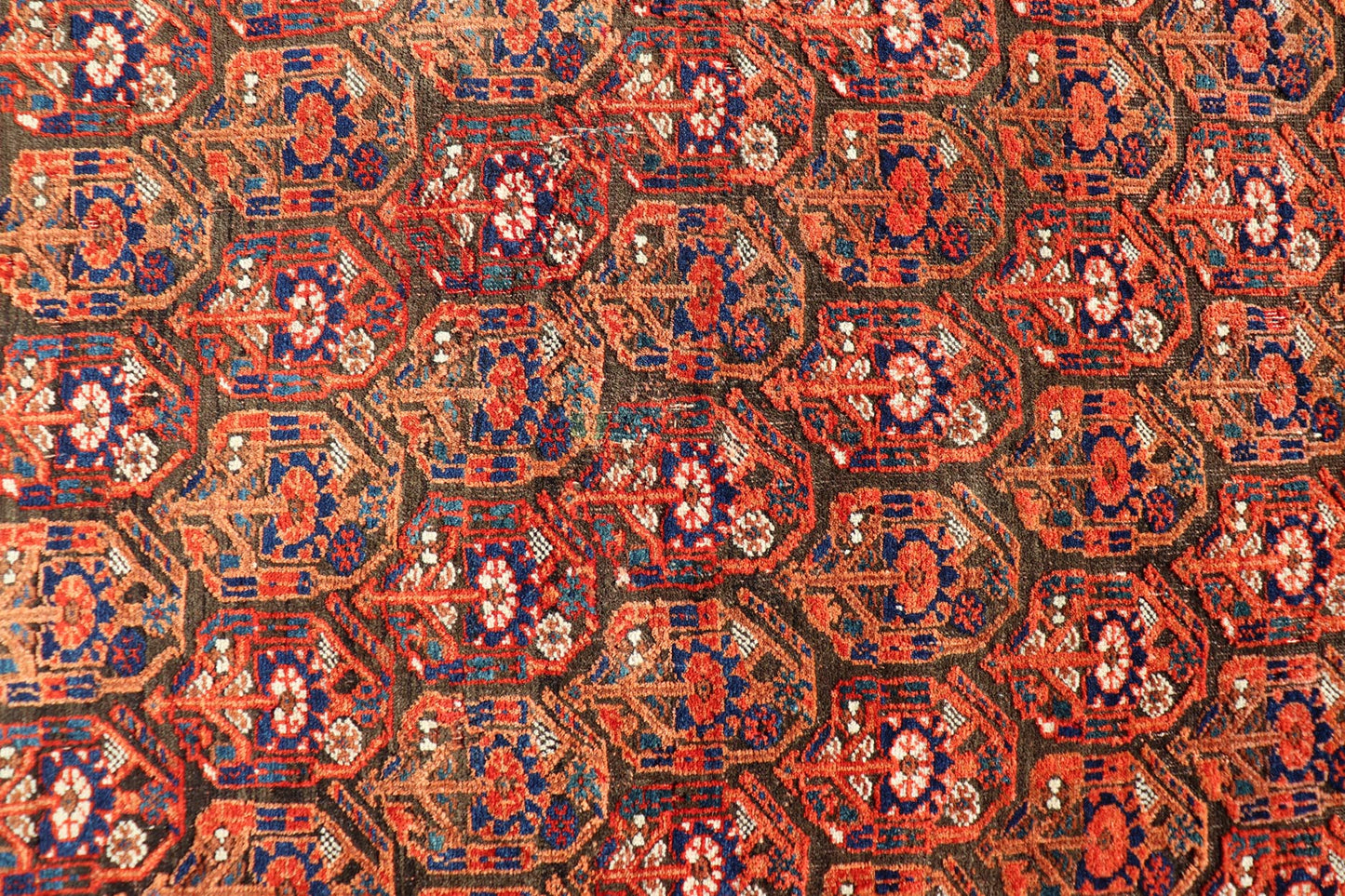 Fine Persian Antique Afshar Rug in Orange and Copper Background & Multi Colors. Keivan Woven Arts/ Rug/X23 - 0812 - 93, Antique Afshar Early 20th Century. Measures: 4'2 x 5'2 Unique Botanical, rich symbolism, and fine intricacy contribute to the ma... - Keivan Woven ArtsX23 - 0812 - 93 - 24813
