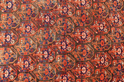 Fine Persian Antique Afshar Rug in Orange and Copper Background & Multi Colors. Keivan Woven Arts/ Rug/X23 - 0812 - 93, Antique Afshar Early 20th Century. Measures: 4'2 x 5'2 Unique Botanical, rich symbolism, and fine intricacy contribute to the ma... - Keivan Woven ArtsX23 - 0812 - 93 - 24813