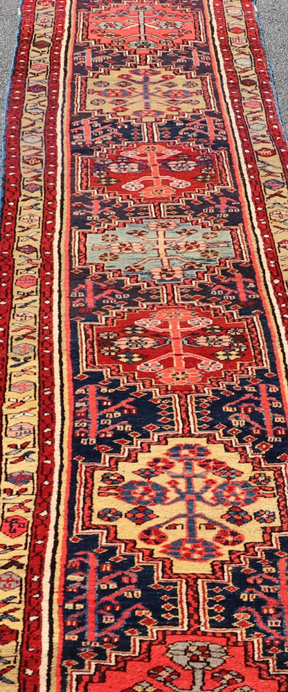 Long Antique Persian Heriz Runner with All - Over Sub - Geometric Medallion Design. Keivan Woven Arts / rug X23 - 0818 - 398, country of origin / type: Persian / Heriz, circa Early - 20th Century. Measures: 2'8 x 14'8 This Antique Persian Heriz runner fea... - Keivan Woven ArtsX23 - 0818 - 398 - 24874Rug