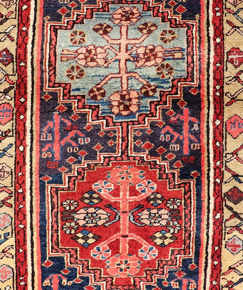 Long Antique Persian Heriz Runner with All - Over Sub - Geometric Medallion Design. Keivan Woven Arts / rug X23 - 0818 - 398, country of origin / type: Persian / Heriz, circa Early - 20th Century. Measures: 2'8 x 14'8 This Antique Persian Heriz runner fea... - Keivan Woven ArtsX23 - 0818 - 398 - 24874Rug