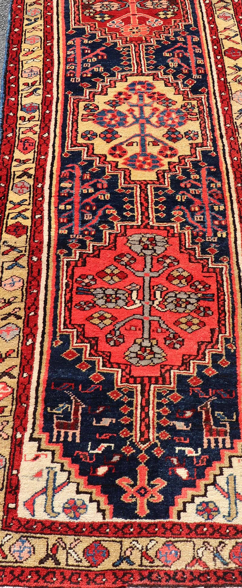 Long Antique Persian Heriz Runner with All - Over Sub - Geometric Medallion Design. Keivan Woven Arts / rug X23 - 0818 - 398, country of origin / type: Persian / Heriz, circa Early - 20th Century. Measures: 2'8 x 14'8 This Antique Persian Heriz runner fea... - Keivan Woven ArtsX23 - 0818 - 398 - 24874Rug