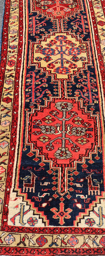 Long Antique Persian Heriz Runner with All - Over Sub - Geometric Medallion Design. Keivan Woven Arts / rug X23 - 0818 - 398, country of origin / type: Persian / Heriz, circa Early - 20th Century. Measures: 2'8 x 14'8 This Antique Persian Heriz runner fea... - Keivan Woven ArtsX23 - 0818 - 398 - 24874Rug
