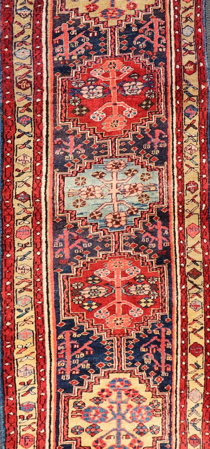 Long Antique Persian Heriz Runner with All - Over Sub - Geometric Medallion Design. Keivan Woven Arts / rug X23 - 0818 - 398, country of origin / type: Persian / Heriz, circa Early - 20th Century. Measures: 2'8 x 14'8 This Antique Persian Heriz runner fea... - Keivan Woven ArtsX23 - 0818 - 398 - 24874Rug