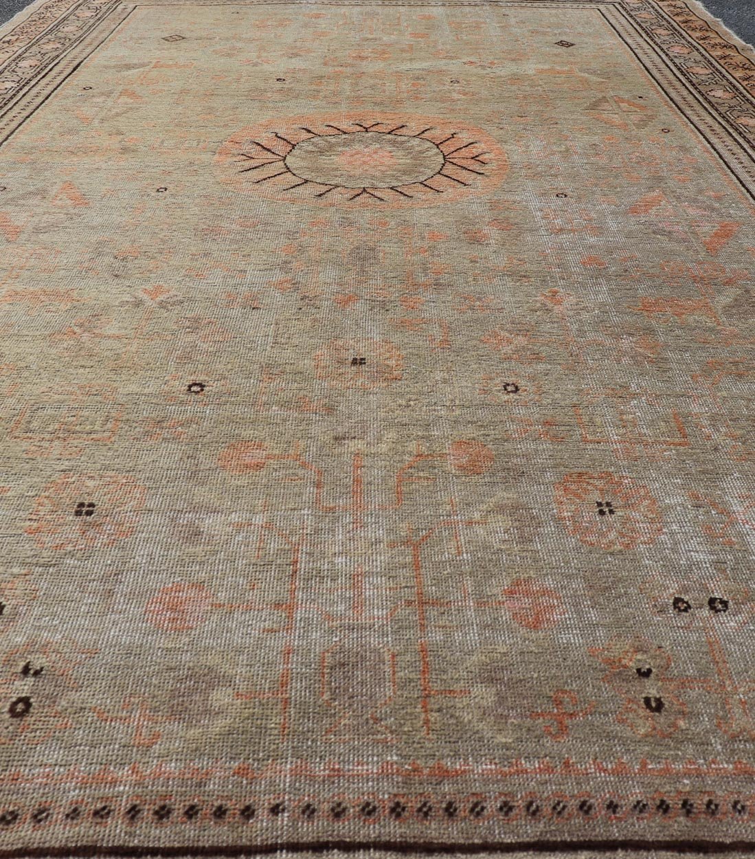 Exquisite Antique Khotan Rug with Intricate All - Over Sub - Geometric Floral Design. Keivan Woven Arts / rug X23 - 0820 - 424, country of origin / type: Turkestan / Khotan, circa early - 20th Century. Measures: 6'4 x 11'7 This Central Asian Khotan rug is... - Keivan Woven ArtsX23 - 0820 - 424 - 24886Rug