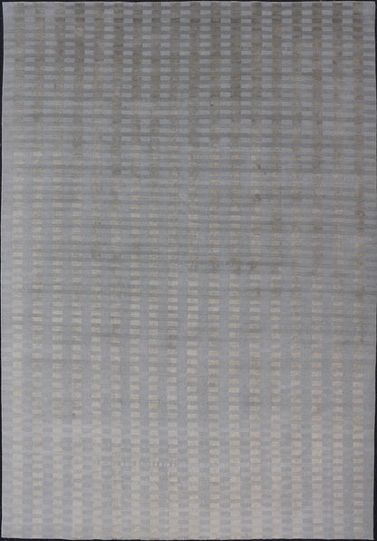 Large Wool and Silk Modern Tibetan Rug in Neutrals and Earth Tones Of Tan, Taupe. Keivan Woven Arts / rug X23 - 1001, country of origin / type: Nepal / Modern, Early 21st Century. Measures: 10'0 x 15'0 This rug from Nepal is made of silk and wool... - Keivan Woven ArtsX23 - 1001 - 24892Rugs