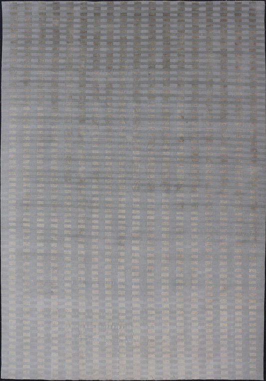 Large Wool and Silk Modern Tibetan Rug in Neutrals and Earth Tones Of Tan, Taupe. Keivan Woven Arts / rug X23 - 1001, country of origin / type: Nepal / Modern, Early 21st Century. Measures: 10'0 x 15'0 This rug from Nepal is made of silk and wool... - Keivan Woven ArtsX23 - 1001 - 24892Rugs
