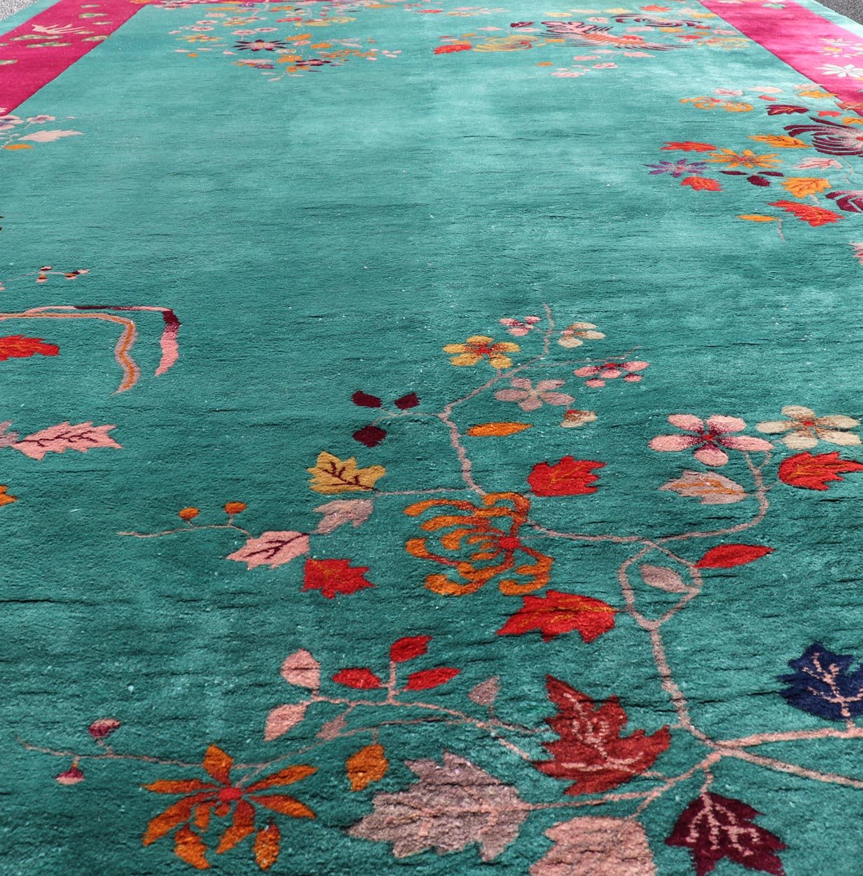 Chinese Art Deco Rug with Large Vining Flowers Keivan Woven Arts. Keivan Woven Arts / rug X23 - 1002, country of origin / type: China / Art Deco, circa 1920. Measures: 9'6 x 13'5 Alive with color, this beautiful antique Art Deco Chinese rug (circa... - Keivan Woven ArtsX23 - 1002 - 25612Rug