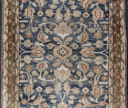 Measures: 2'3 x 3'9 Blue Oriental Floral Area Rug with Beige and Blue by Keivan Woven Arts. Rug/ X23 - 1107 / Iran, early 20th Century, hand knotted rug. This image depicts a beautiful rectangular area rug featuring a traditional oriental design.... - Keivan Woven ArtsX23 - 1107 - 27397Rug