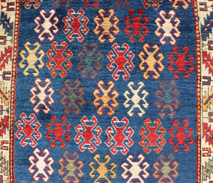 Antique Caucasian Kazak Rug with Geometric And Tribal Motifs Keivan Woven Arts. Keivan Woven Arts / rug /X23 - 1201 - 169, country of origin / type: Caucasus / Kazak, circa 1875. Measures: 4'3 x 7'6 This late 19th - century treasure is rendered in bl... - Keivan Woven ArtsX23 - 1201 - 169 - 25619Rugs