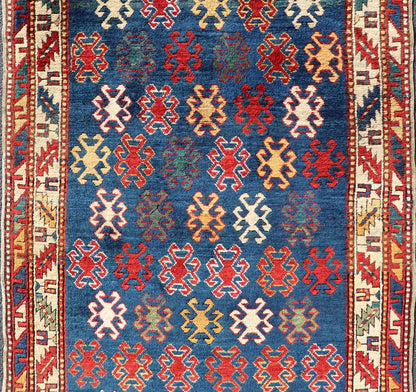 Antique Caucasian Kazak Rug with Geometric And Tribal Motifs Keivan Woven Arts. Keivan Woven Arts / rug /X23 - 1201 - 169, country of origin / type: Caucasus / Kazak, circa 1875. Measures: 4'3 x 7'6 This late 19th - century treasure is rendered in bl... - Keivan Woven ArtsX23 - 1201 - 169 - 25619Rugs