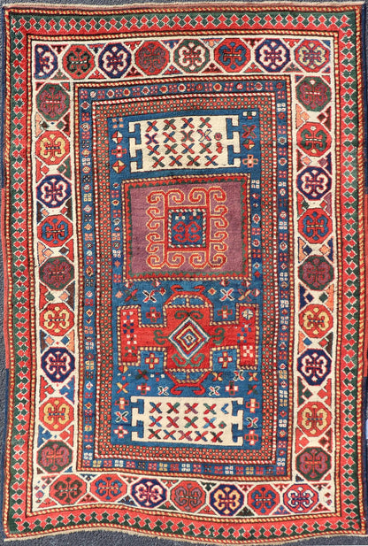 Antique Caucasian Kazak Rug with Geometrics Medallions Keivan Woven Arts. Keivan Woven Arts / rug X23 - 1204 - 188, country of origin / type: Caucasus late 19th Century. Measures: 4'4 x 7'0 Kazak rugs are among the most desirable Caucasian rugs. Th... - Keivan Woven ArtsX23 - 1204 - 188 - 25627Rugs