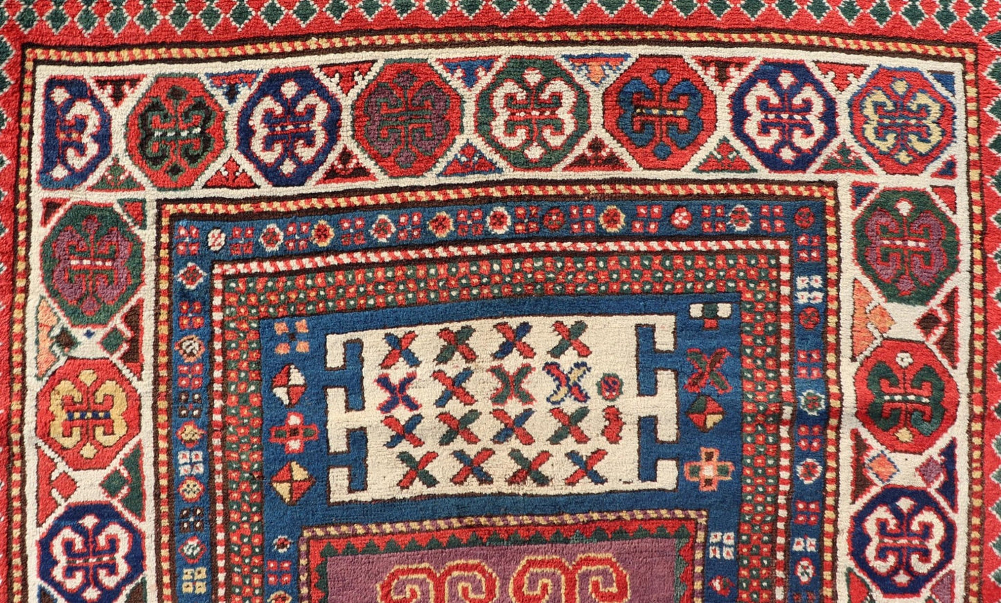 Antique Caucasian Kazak Rug with Geometrics Medallions Keivan Woven Arts. Keivan Woven Arts / rug X23 - 1204 - 188, country of origin / type: Caucasus late 19th Century. Measures: 4'4 x 7'0 Kazak rugs are among the most desirable Caucasian rugs. Th... - Keivan Woven ArtsX23 - 1204 - 188 - 25627Rugs