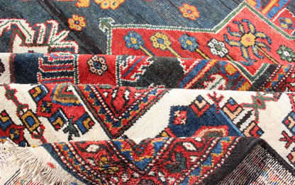 Very Large Antique Persian Bakhtiari Rug with Diamond Design in Dark Blue. All - over and large scale diamond design, large antique Persian Bakhtiari rug in red, blue, green, gold, rug zir - 10, country of origin / type: Iran / Bakhtiari, circa 1920 ... - Keivan Woven ArtsZIR - 10 - 9992Rug