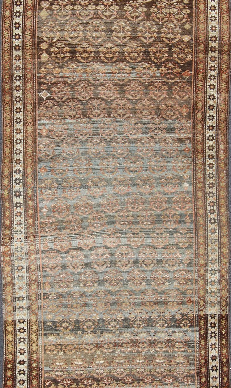 All - Over Design Antique Persian Malayer wide Runner in Natural Brown and Multi - Colors. Traditional Malayer antique runner from Persia with Ornate design, Keivan Woven Arts / rug zir - 16, country of origin / type: Iran / Malayer, circa 1900 This a... - Keivan Woven ArtsZIR - 16 - 10076Rug