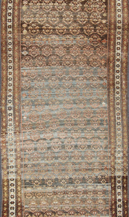 All - Over Design Antique Persian Malayer wide Runner in Natural Brown and Multi - Colors. Traditional Malayer antique runner from Persia with Ornate design, Keivan Woven Arts / rug zir - 16, country of origin / type: Iran / Malayer, circa 1900 This a... - Keivan Woven ArtsZIR - 16 - 10076Rug