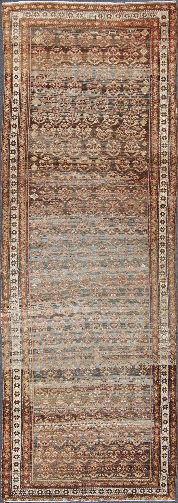 All - Over Design Antique Persian Malayer wide Runner in Natural Brown and Multi - Colors. Traditional Malayer antique runner from Persia with Ornate design, Keivan Woven Arts / rug zir - 16, country of origin / type: Iran / Malayer, circa 1900 This a... - Keivan Woven ArtsZIR - 16 - 10076Rug