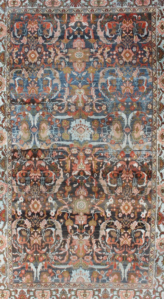Antique Persian Hamedan Rug with All - Over Geometric Design in Blue, Brown Field Fine weave Hamedan antique distressed rug from Persia in various color tones with all - over expansive sub - geometric design, rug zir - 17, country of origin / type: Ir... - Keivan Woven ArtsZIR - 17 - 10082Rug