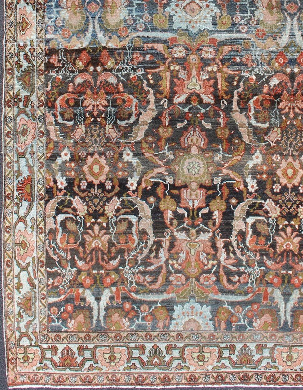 Antique Persian Hamedan Rug with All - Over Geometric Design in Blue, Brown Field Fine weave Hamedan antique distressed rug from Persia in various color tones with all - over expansive sub - geometric design, rug zir - 17, country of origin / type: Ir... - Keivan Woven ArtsZIR - 17 - 10082Rug