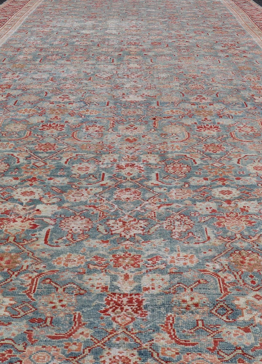 Antique Persian Malayer Gallery Rug with All Over Design in Blue's and Red. Keivan Woven Arts; rug # ZIR - 2 / Country of origin: Iran Type/ Malayer Circa 1900's Measures: 6'2 x 18'2 This antique Malayer gallery carpet from 1900's Persia featur... - Keivan Woven ArtsZIR - 2 - 9862Rug