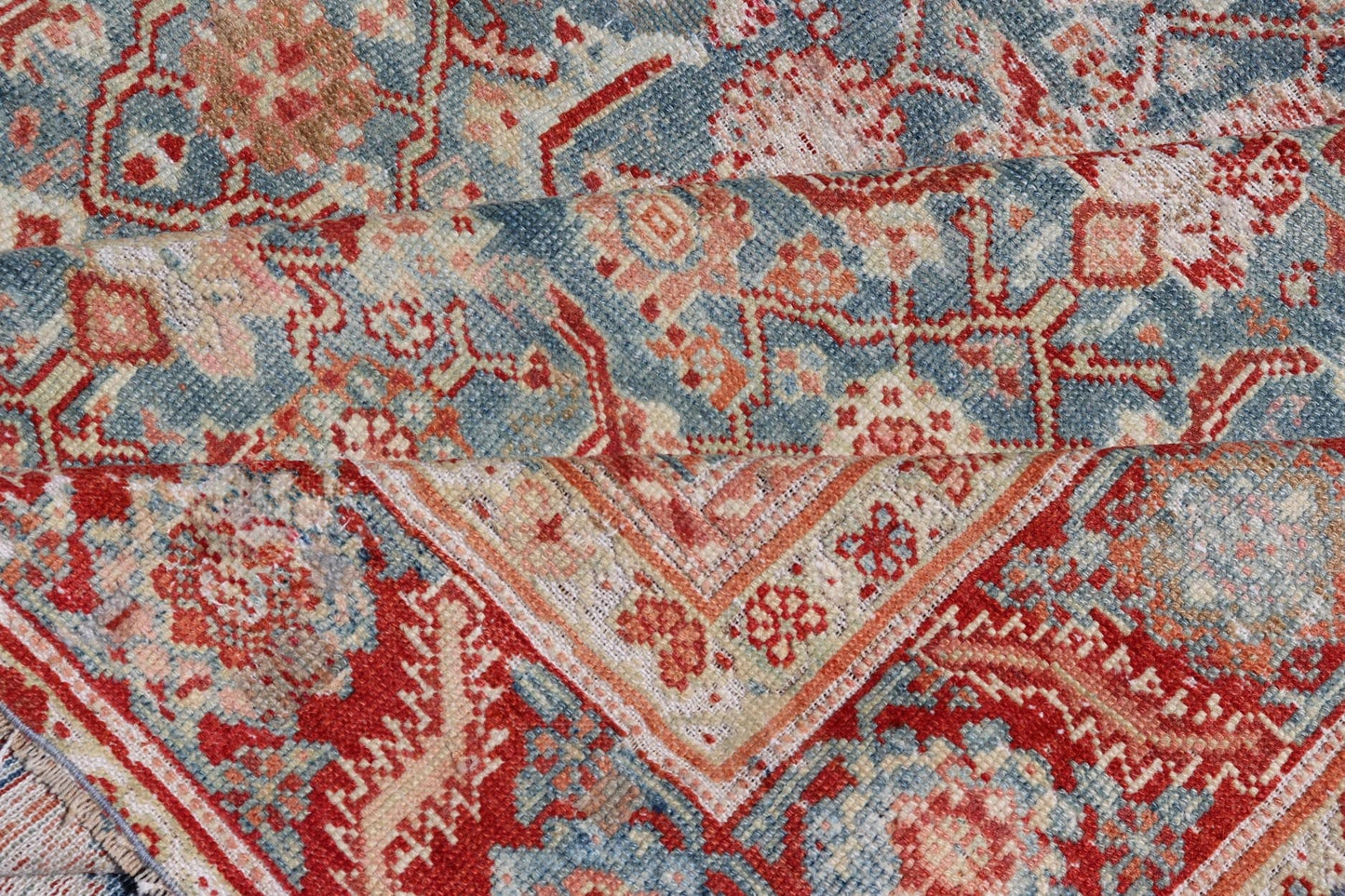 Antique Persian Malayer Gallery Rug with All Over Design in Blue's and Red. Keivan Woven Arts; rug # ZIR - 2 / Country of origin: Iran Type/ Malayer Circa 1900's Measures: 6'2 x 18'2 This antique Malayer gallery carpet from 1900's Persia featur... - Keivan Woven ArtsZIR - 2 - 9862Rug