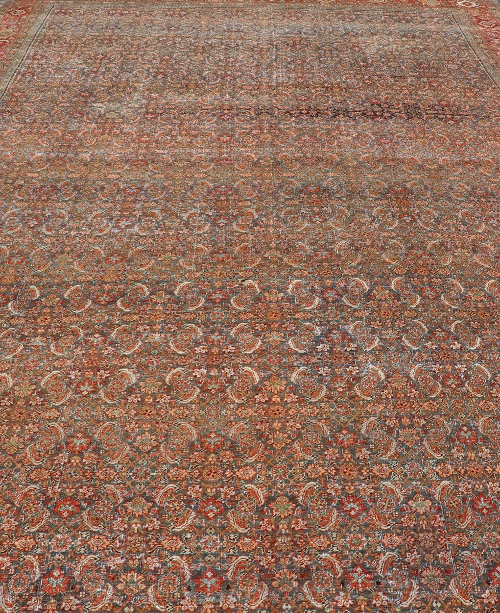 Antique Large Persian Bidjar Rug with All - Over Herati Design in Red's and Blue's. Keivan Woven Arts / rug ZIR - 23, country of origin / type: Iran / Bidjar, circa 1900. Measures: 11'0 x 17'7 This magnificent Bidjar with an exquisite, all - over Hera... - Keivan Woven ArtsZIR - 23 - 10100Rug
