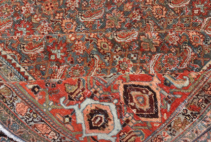 Antique Large Persian Bidjar Rug with All - Over Herati Design in Red's and Blue's. Keivan Woven Arts / rug ZIR - 23, country of origin / type: Iran / Bidjar, circa 1900. Measures: 11'0 x 17'7 This magnificent Bidjar with an exquisite, all - over Hera... - Keivan Woven ArtsZIR - 23 - 10100Rug