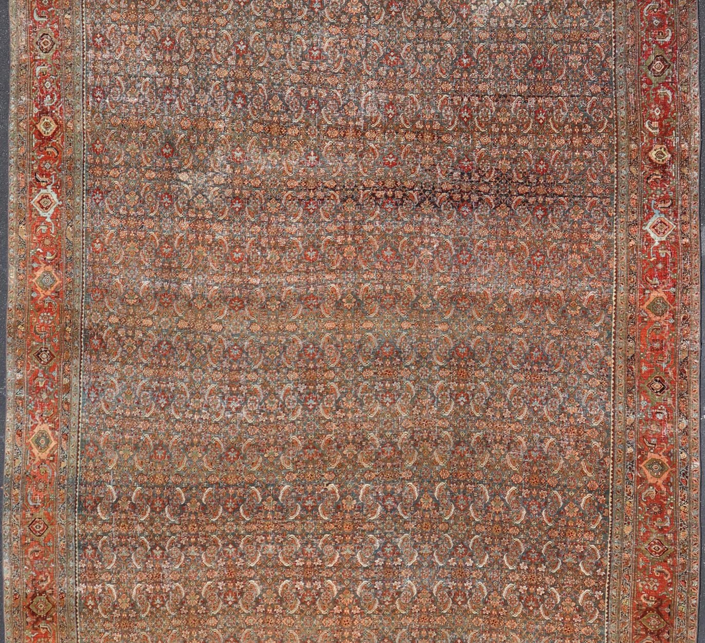 Antique Large Persian Bidjar Rug with All - Over Herati Design in Red's and Blue's. Keivan Woven Arts / rug ZIR - 23, country of origin / type: Iran / Bidjar, circa 1900. Measures: 11'0 x 17'7 This magnificent Bidjar with an exquisite, all - over Hera... - Keivan Woven ArtsZIR - 23 - 10100Rug