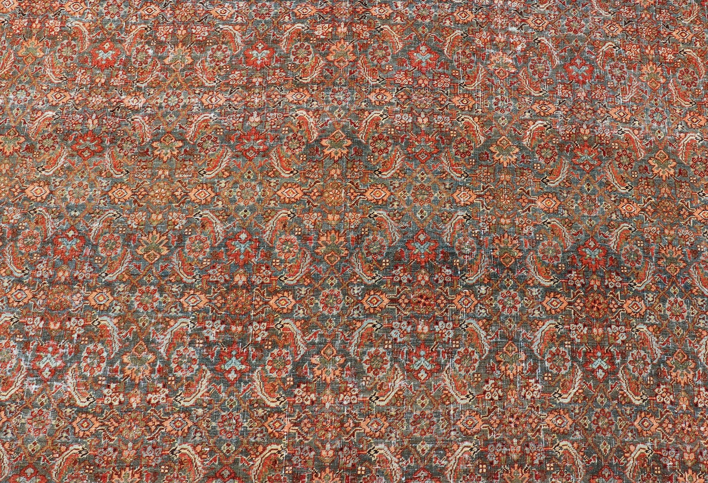 Antique Large Persian Bidjar Rug with All - Over Herati Design in Red's and Blue's. Keivan Woven Arts / rug ZIR - 23, country of origin / type: Iran / Bidjar, circa 1900. Measures: 11'0 x 17'7 This magnificent Bidjar with an exquisite, all - over Hera... - Keivan Woven ArtsZIR - 23 - 10100Rug