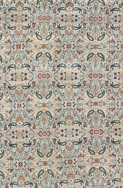 Fine Persian Kashan in Celadon green, light blue field Intricate Floral Motifs Persian Kashan rug with all - over blossom design, Keivan Woven Arts/rug /zir - 4, country of origin / type: Iran / Kashan, circa 1940 Measures: 9' x 11'7 ... - Keivan Woven ArtsZIR - 4 - 9872Rug