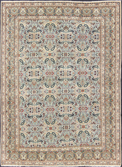 Fine Persian Kashan in Celadon green, light blue field Intricate Floral Motifs Persian Kashan rug with all - over blossom design, Keivan Woven Arts/rug /zir - 4, country of origin / type: Iran / Kashan, circa 1940 Measures: 9' x 11'7 ... - Keivan Woven ArtsZIR - 4 - 9872Rug