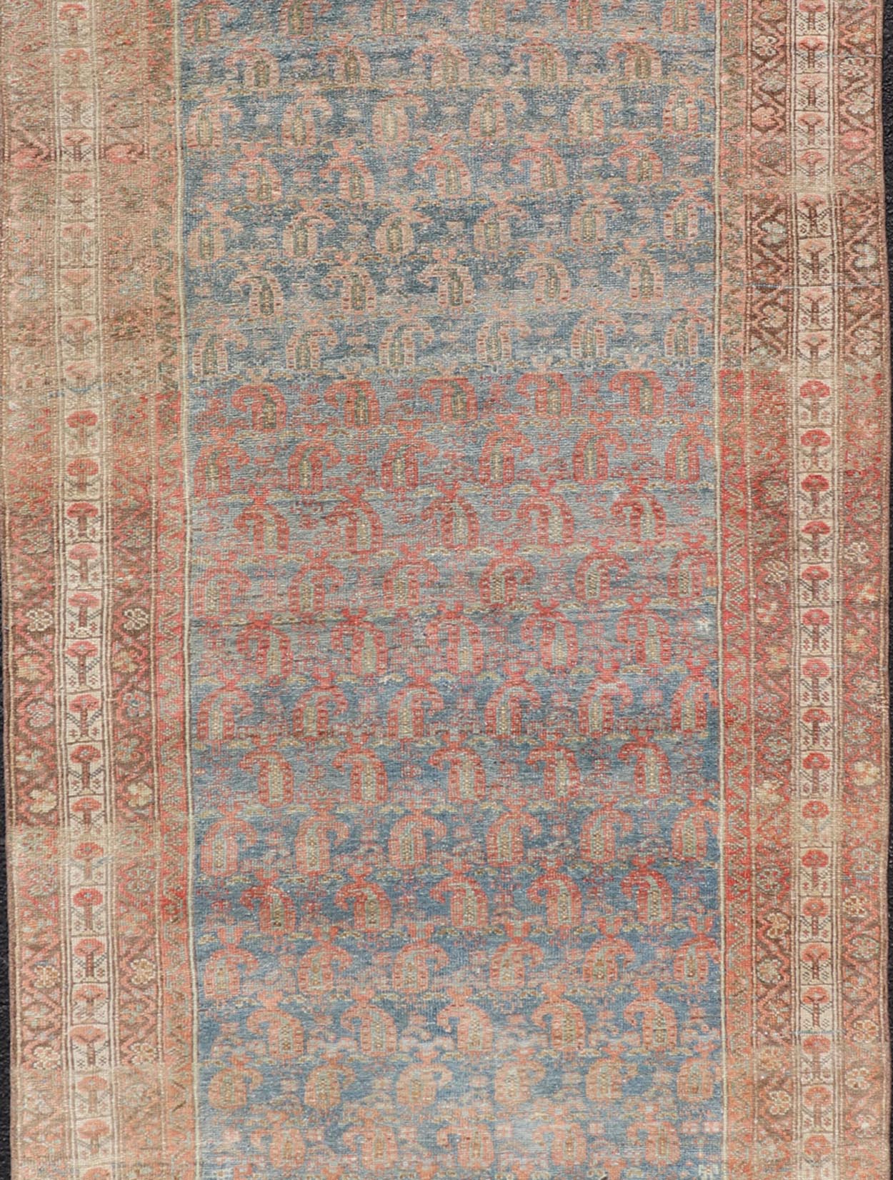 Antique Distressed Persian Gallery Runner. Antique Distressed Persian Mahal Gallery Runner in Wool with All - Over Design. distressed Persia rug. Keivan Woven Arts/ rug/ ZIR - 54 - KV - 01, country of origin / type: Iran / Mahal, circa 1910. Measures: 3... - Keivan Woven ArtsZIR - 54 - KV - 01 - 15000Rug