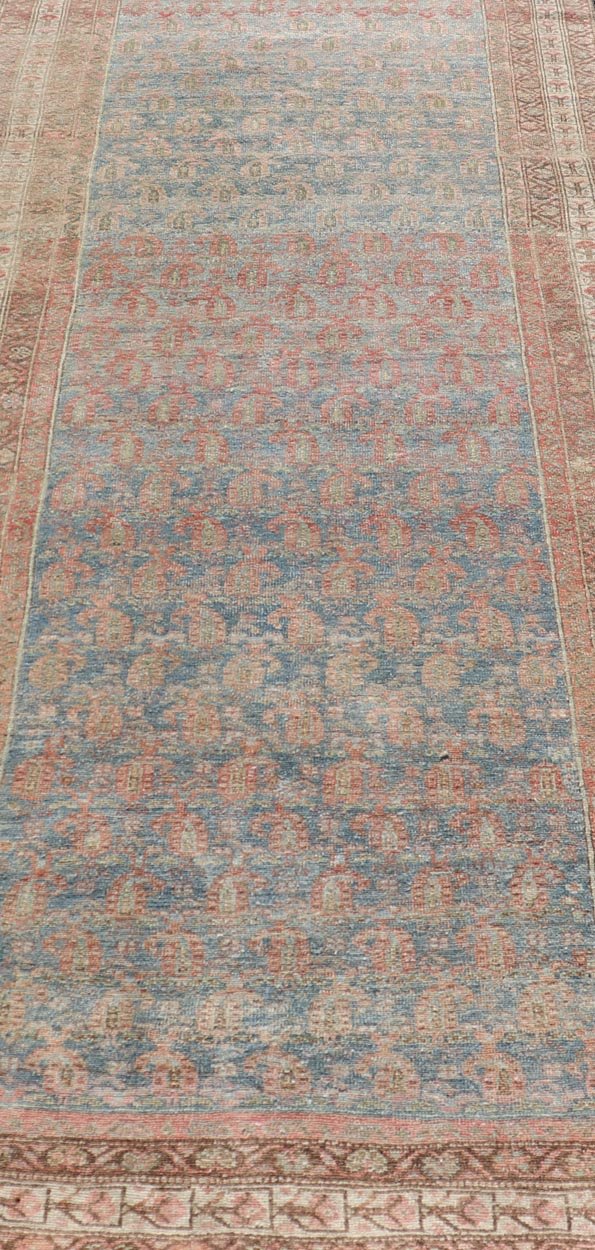 Antique Distressed Persian Gallery Runner. Antique Distressed Persian Mahal Gallery Runner in Wool with All - Over Design. distressed Persia rug. Keivan Woven Arts/ rug/ ZIR - 54 - KV - 01, country of origin / type: Iran / Mahal, circa 1910. Measures: 3... - Keivan Woven ArtsZIR - 54 - KV - 01 - 15000Rug