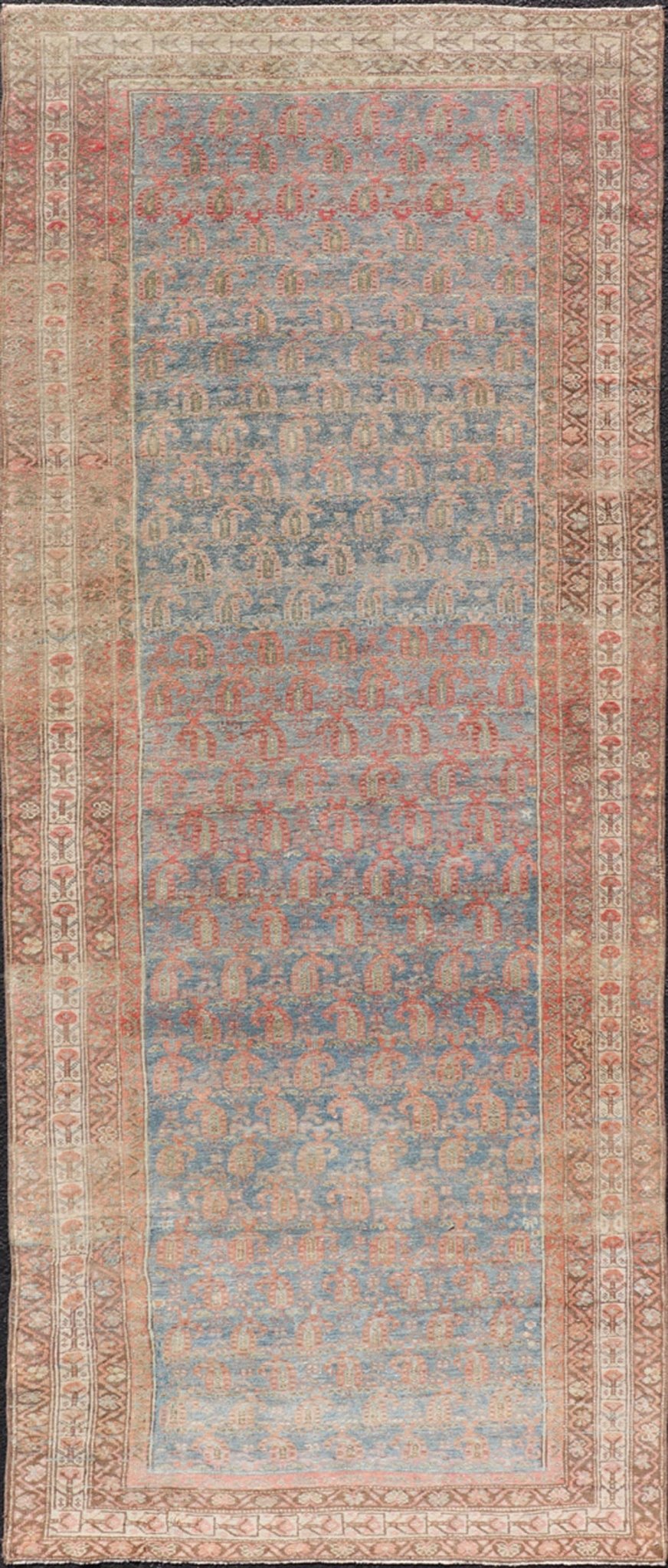 Antique Distressed Persian Gallery Runner. Antique Distressed Persian Mahal Gallery Runner in Wool with All - Over Design. distressed Persia rug. Keivan Woven Arts/ rug/ ZIR - 54 - KV - 01, country of origin / type: Iran / Mahal, circa 1910. Measures: 3... - Keivan Woven ArtsZIR - 54 - KV - 01 - 15000Rug